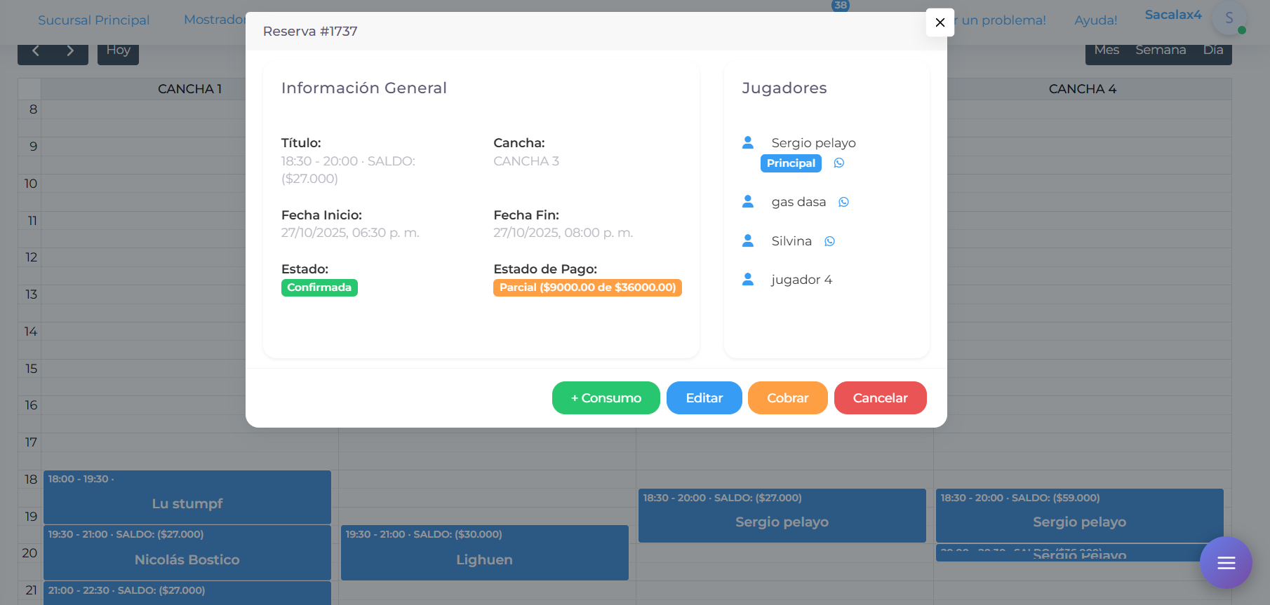 Mockup del Calendario de Reservas en Aliado.DxT